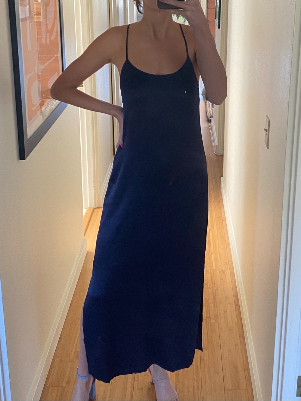 Something Navy Navy Slip Midi Dress